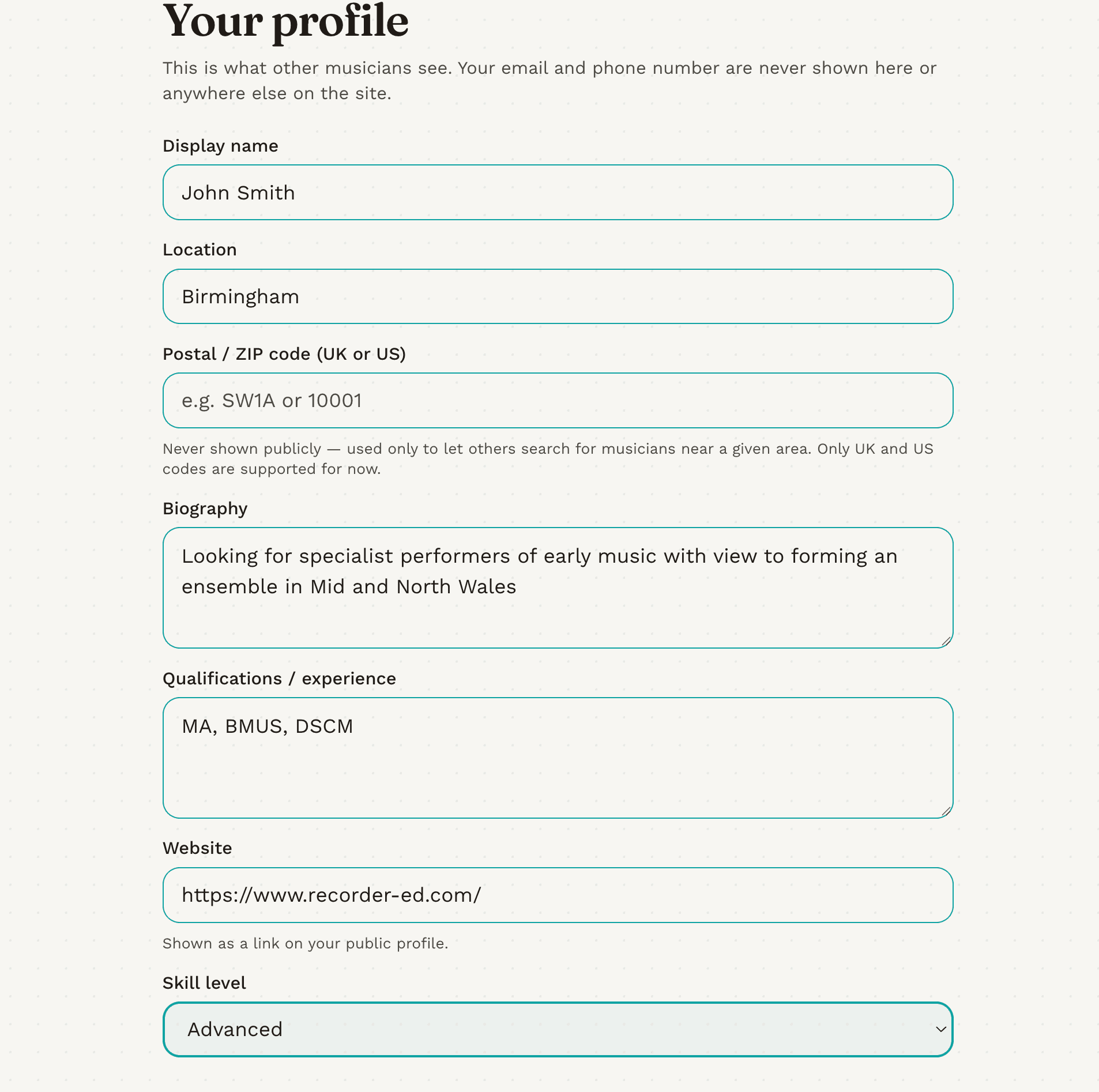 Profile editor